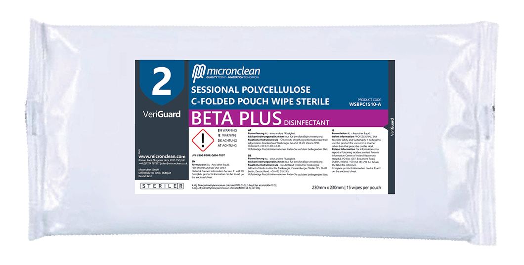 VeriGuard 2 - Beta Plus Polycellulose C-folded Pouch Wipe - Sterile [ROW]