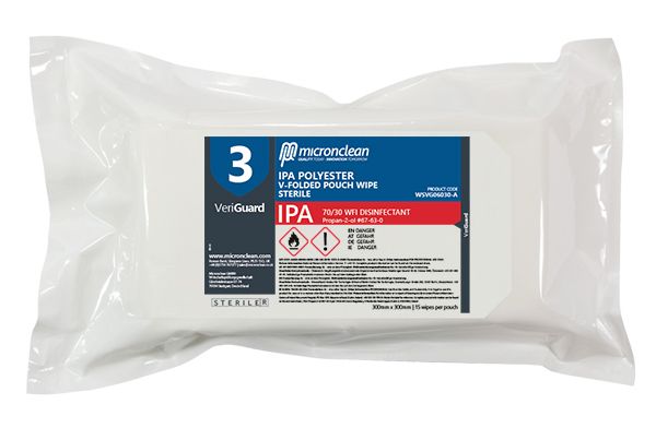 VeriGuard 3 - IPA Polyester V-folded Pouch Wipe - Sterile